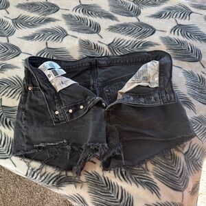 Levi's Black Frayed Jean Shorts